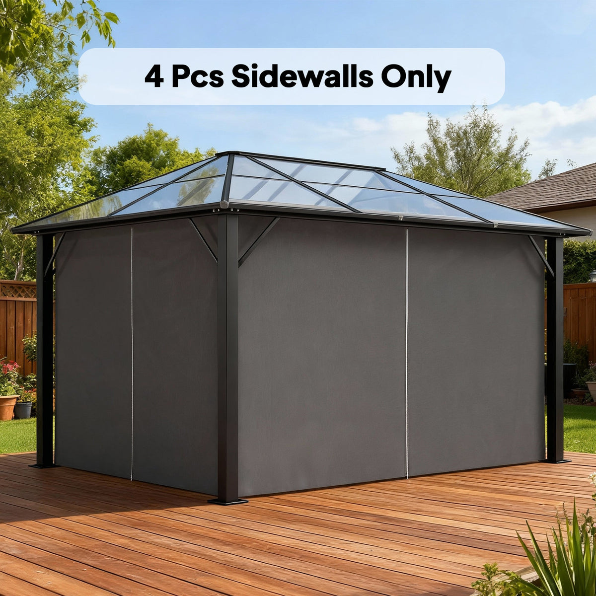 10' x 13' Gazebo Sidewall Set with 4 Panels and Hooks, Light Grey — product view 4