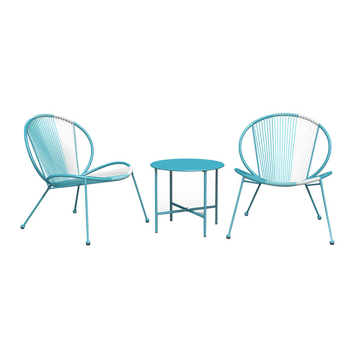 LOUNGE YARD 3 Piece Acapulco Steel Woven Rope Bistro Set  with Coffee Table — product view 2