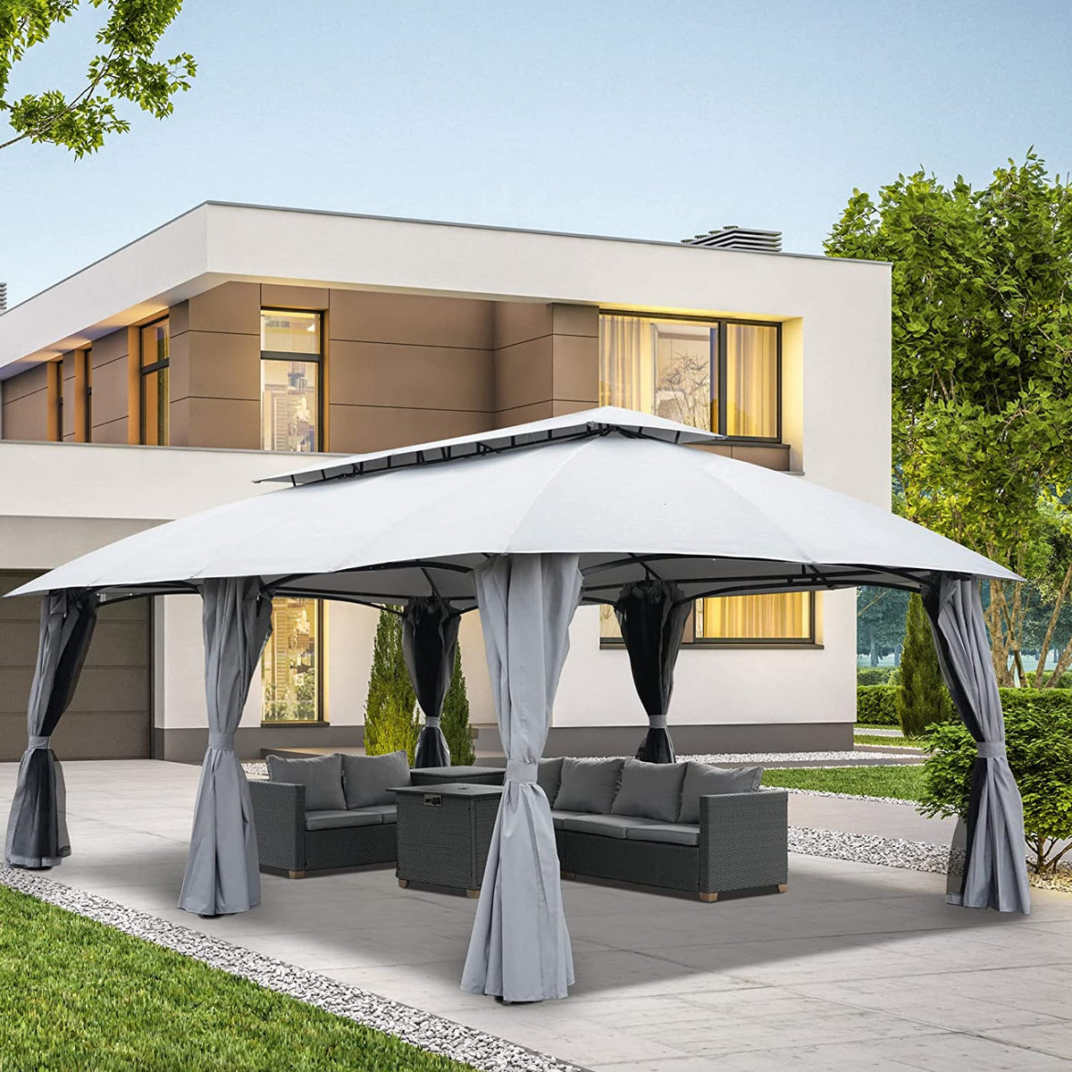 LOUNGE YARD 13'x20' Gazebo for Patio Double Vent Canopy with Netting — product view 2