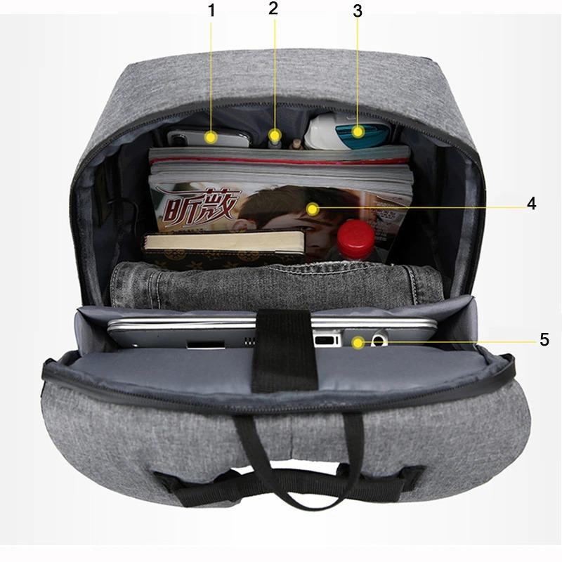 LoungeYard | Waterproof Backpack with Charger Up to 15.6" Notebook Backpack — product view 2