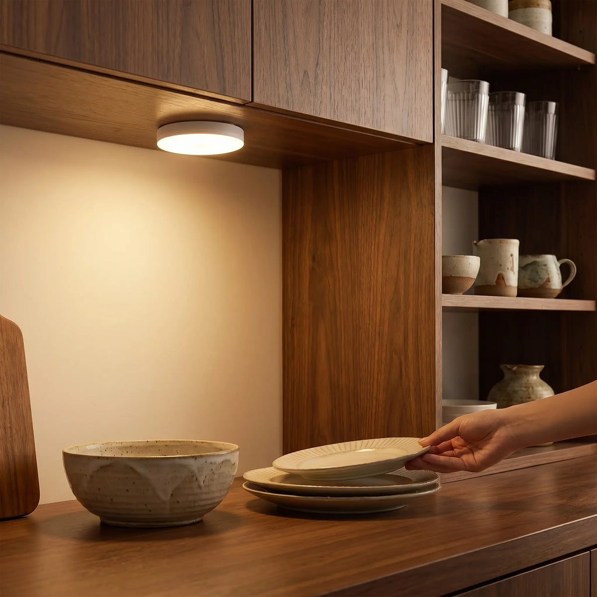 Motion Sensor LED Puck Light, Stick-On, USB or Battery — product view 1