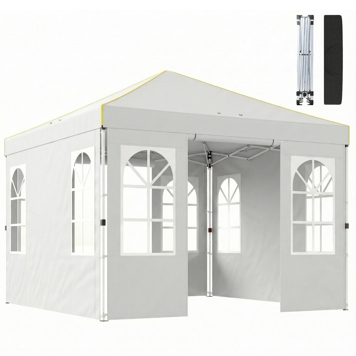 9.6' x 9.6' Pop Up Canopy Tent with Sidewalls, White — product view 1