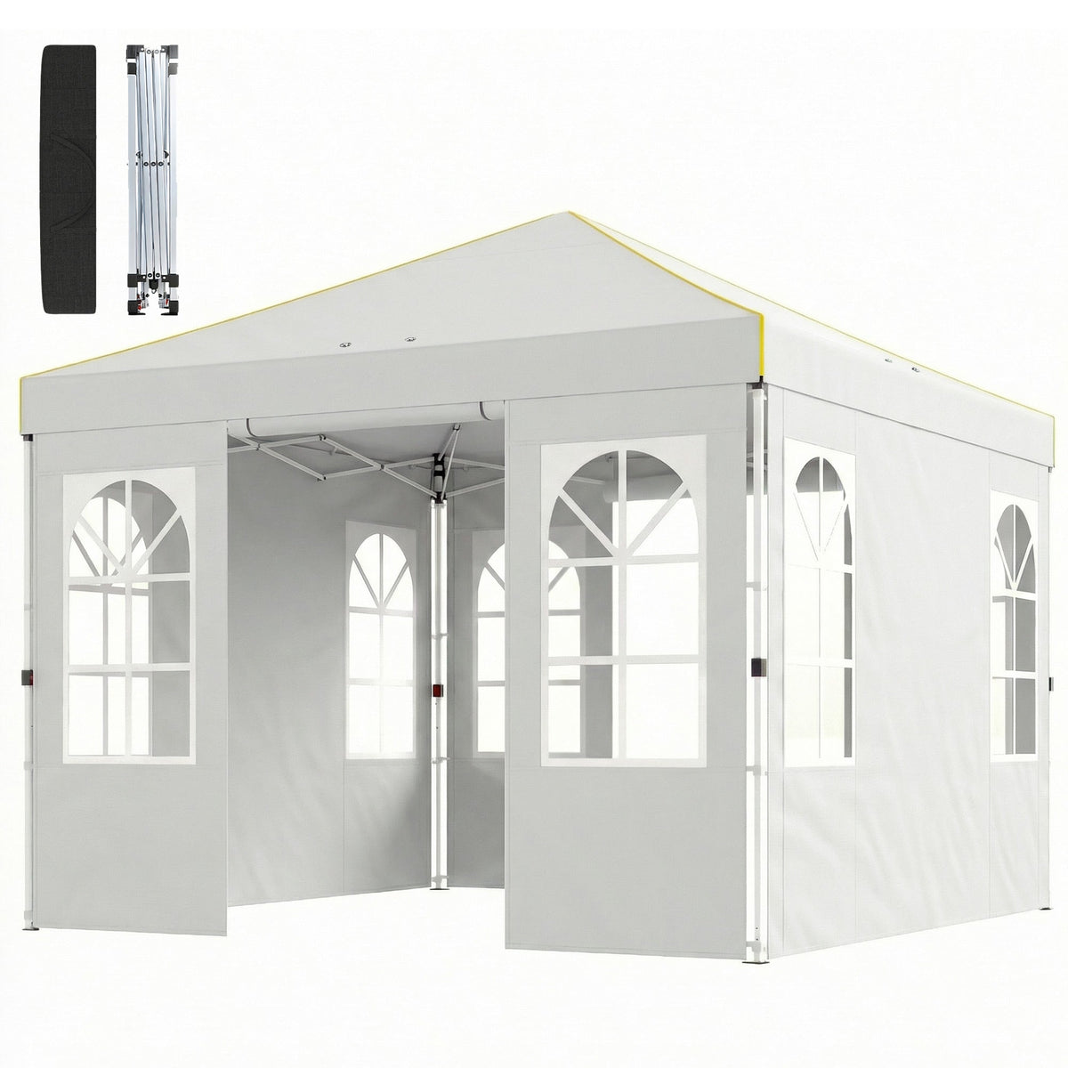 9.6' x 9.6' Pop Up Canopy Tent with Sidewalls, White — product view 2