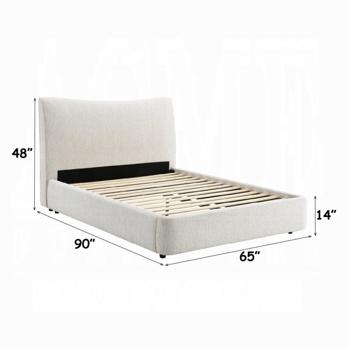 Renee Beige Chenille Fabric Upholstered Queen Platform Bed Set – BD05462Q — product view 3