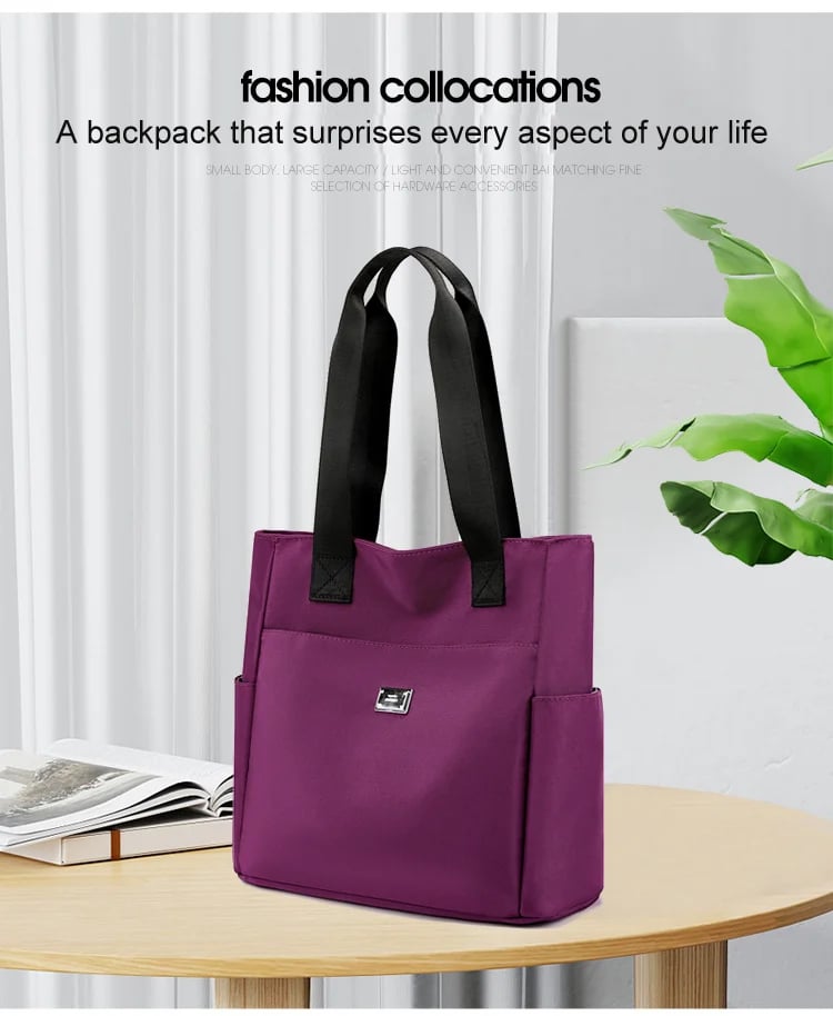 LoungeYard | Large Capacity Water Repellent Multi Pocket Nylon Shoulder Bag — product view 3