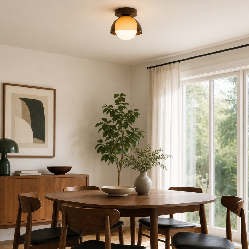 Afterglow Amber Dome Ceiling Light, Walnut — product view 5