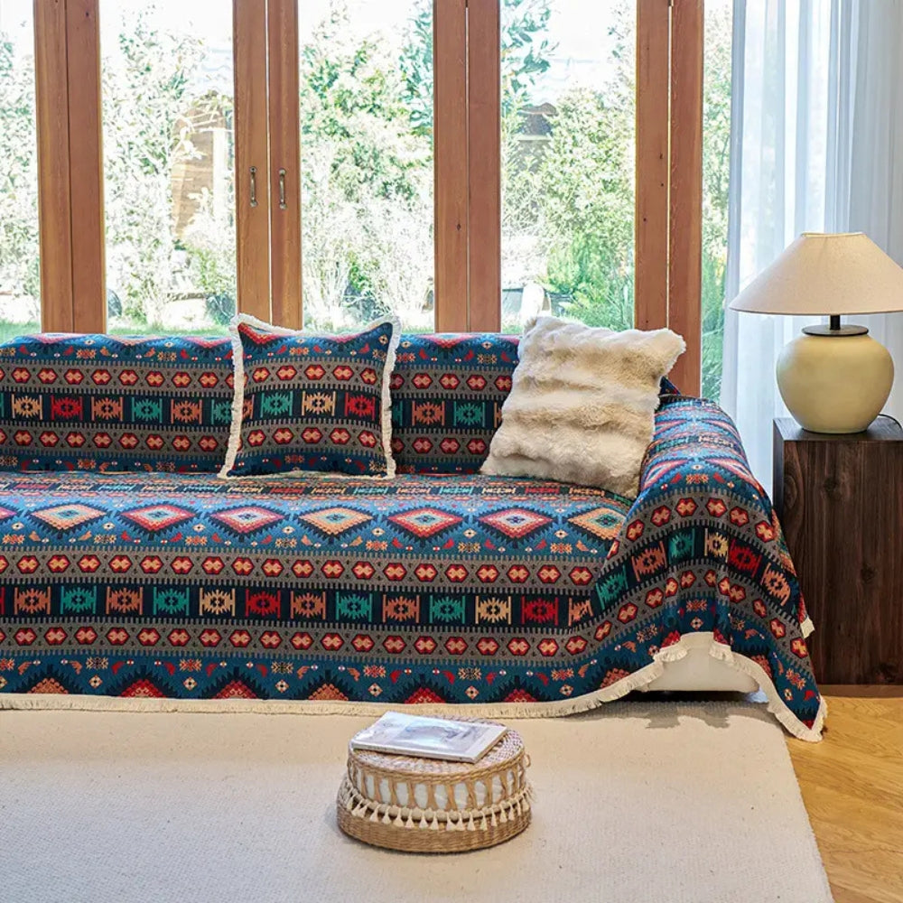LoungeYard | Bohemian Geometric Cotton Blanket Throw — product view 1