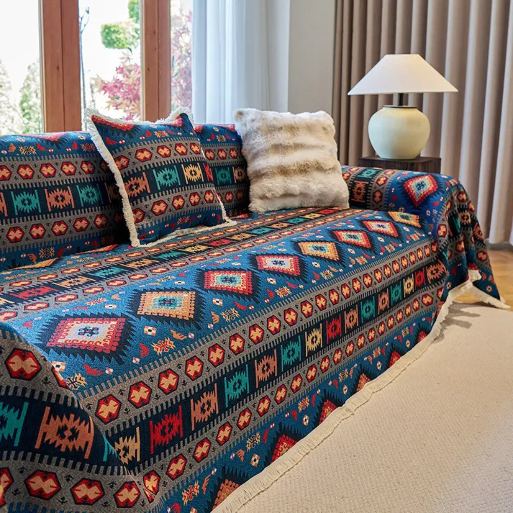 LoungeYard | Bohemian Geometric Cotton Blanket Throw — product view 5