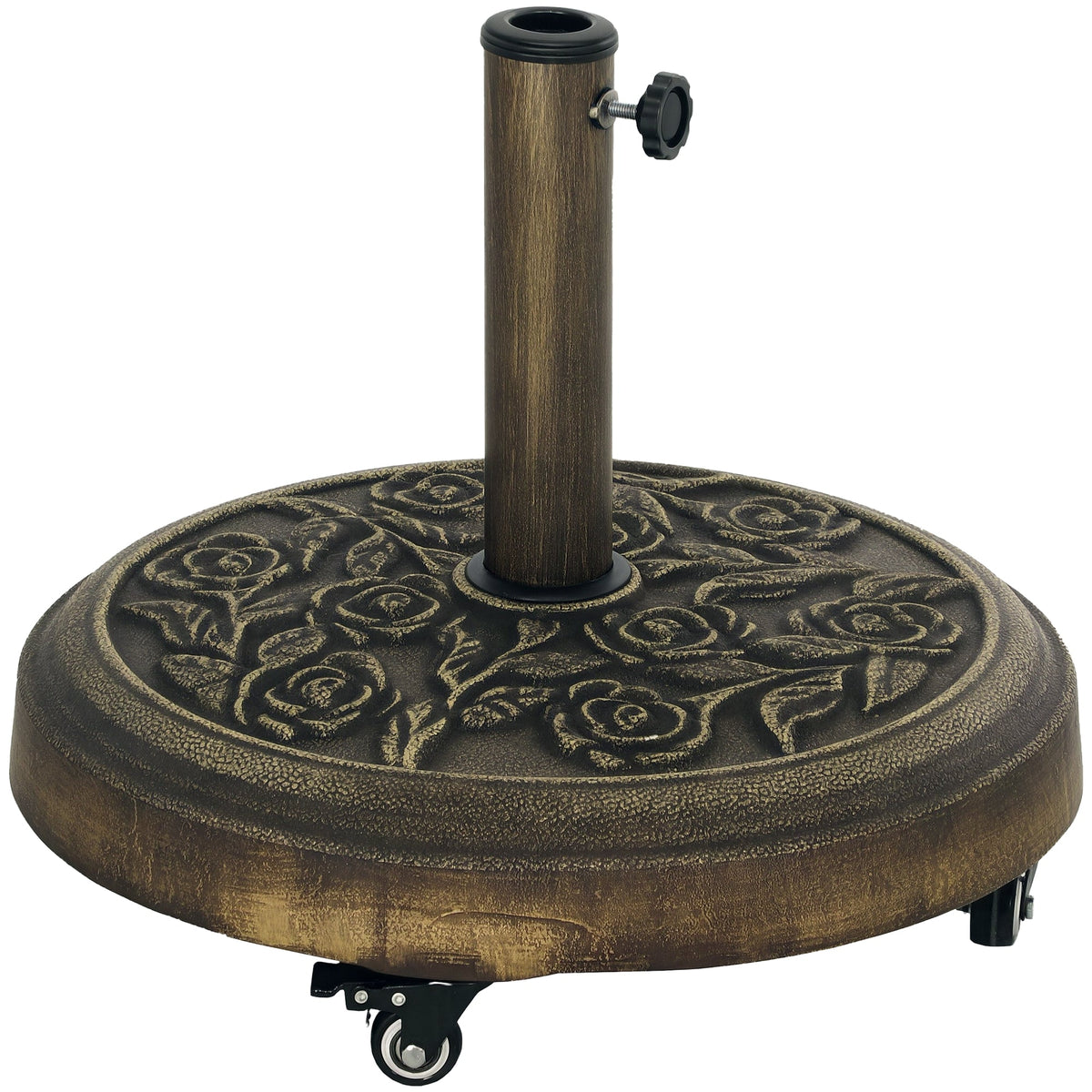 46 lbs Round Patio Umbrella Base with Wheels, Bronze — product view 1