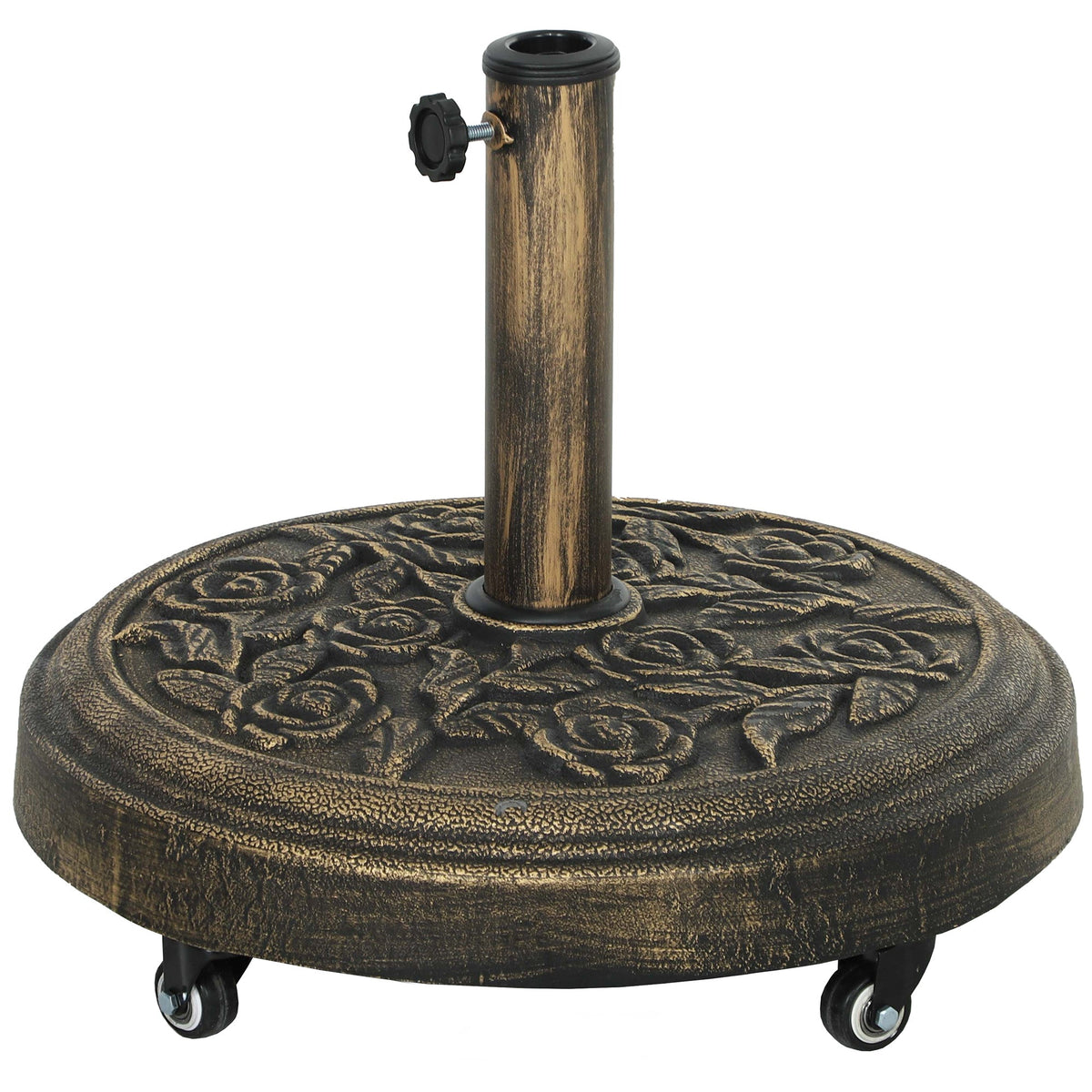 46 lbs Round Patio Umbrella Base with Wheels, Bronze — product view 2