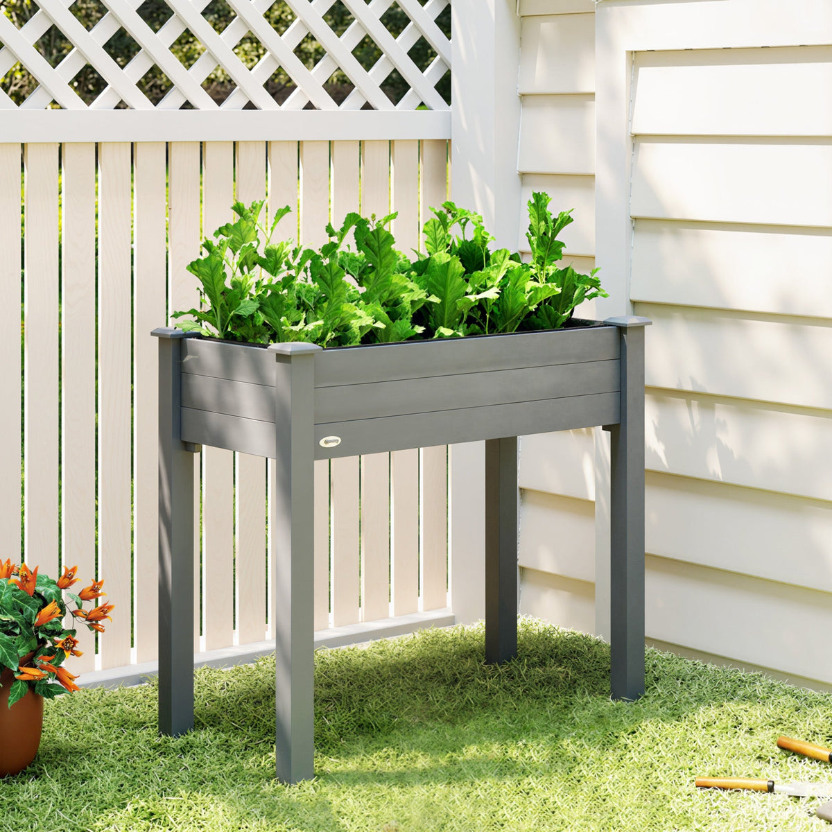 Wooden Elevated Planter Box with Liner for Garden Use — product view 4