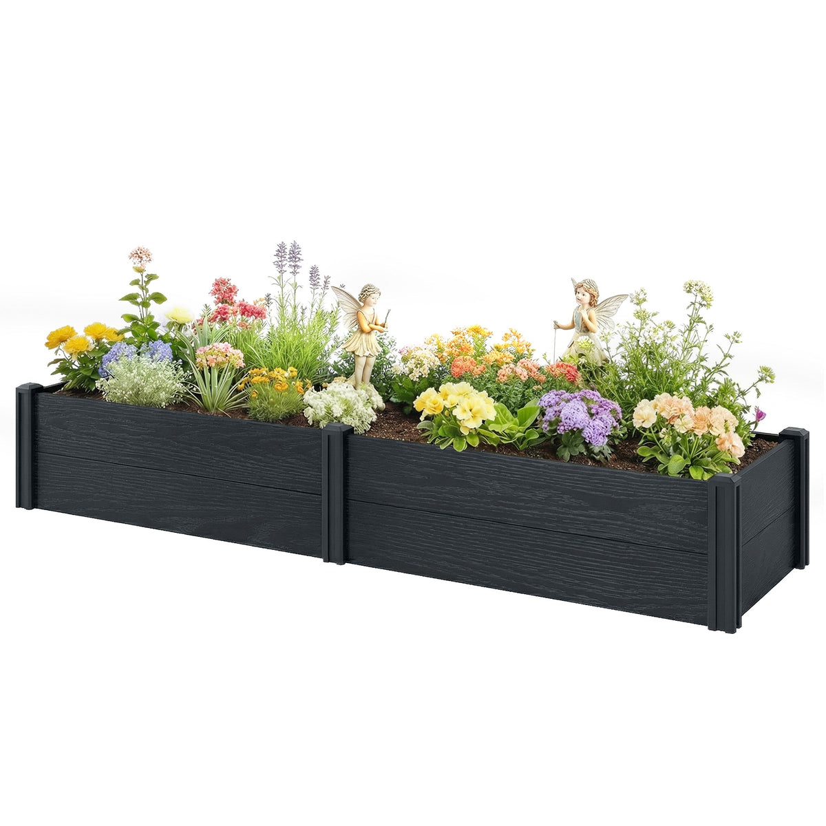 6.5 x 2 x 1ft Vinyl Raised Garden Bed with Divider, Grey Wood Effect — product view 2