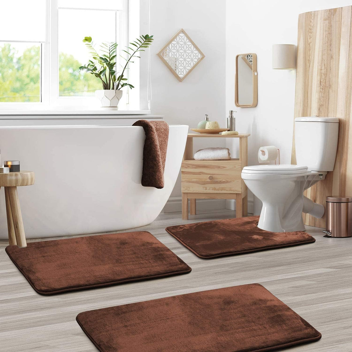 LoungeYard | VelvaLuxe 3-piece Memoryfoam Bath Mat Set – Non-slip, Absorbent and Washable — product view 5
