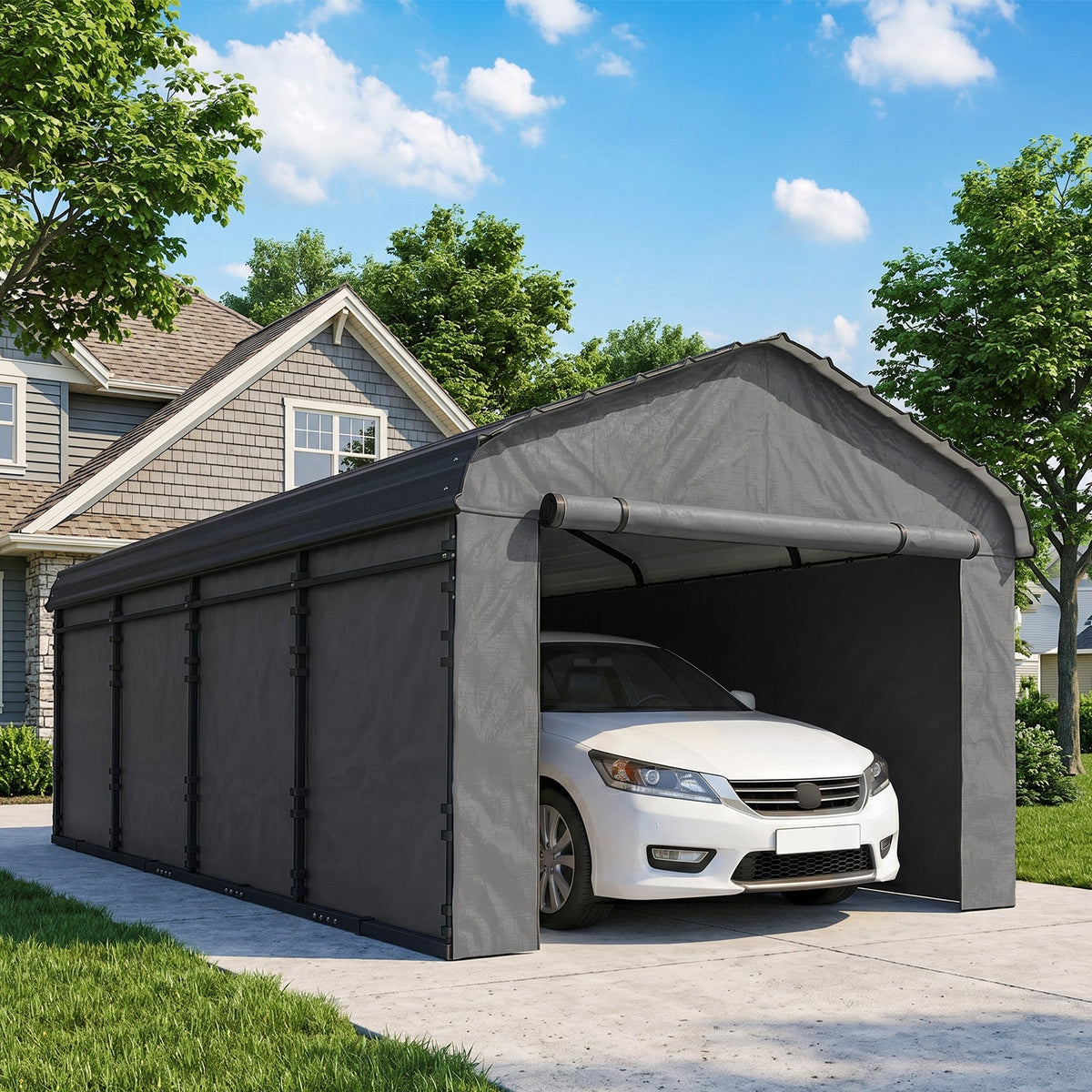 Onward 12' x 20' Heavy Duty Metal Carport with Galvanized Roof & Removable Sidewalls — product view 3