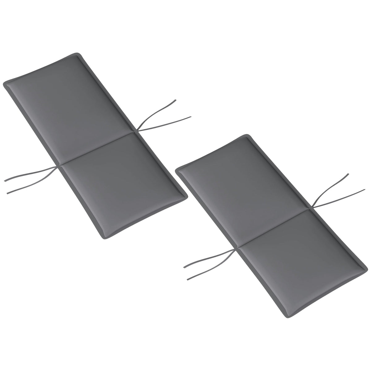Set of 2 High Back Patio Chair Cushions with Ties, Dark Grey — product view 2
