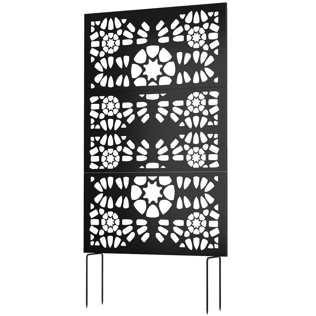 72" x 38" Metal Outdoor Privacy Screen, Symmetrical Pattern, Black — product view 2