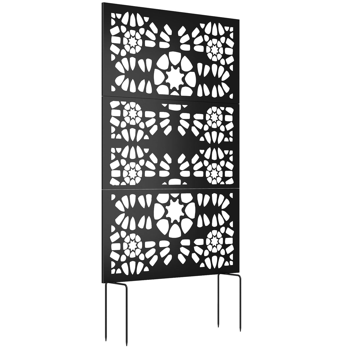 72" x 38" Metal Outdoor Privacy Screen, Symmetrical Pattern, Black — product view 1