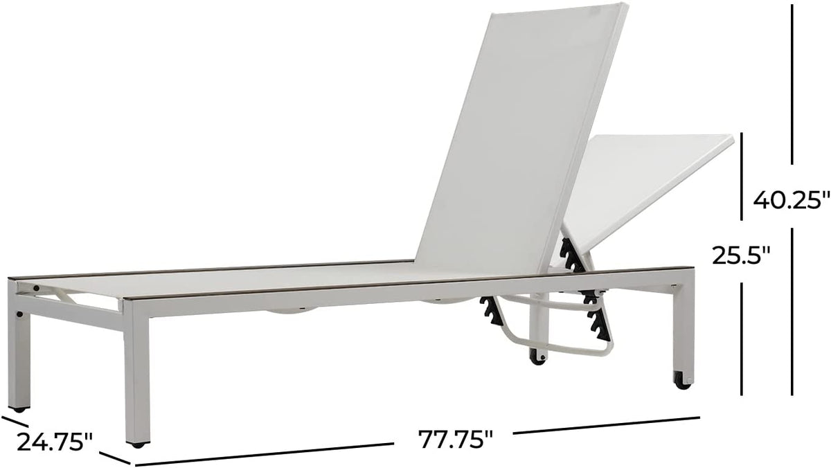 LOUNGE YARD Outdoor Mesh Sling Chaise Lounge with Wheels & Adjustable Backrest — product view 7