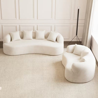 Cloud Sofa | Curved Boneless Chenille Boucle Sectional with Pillows