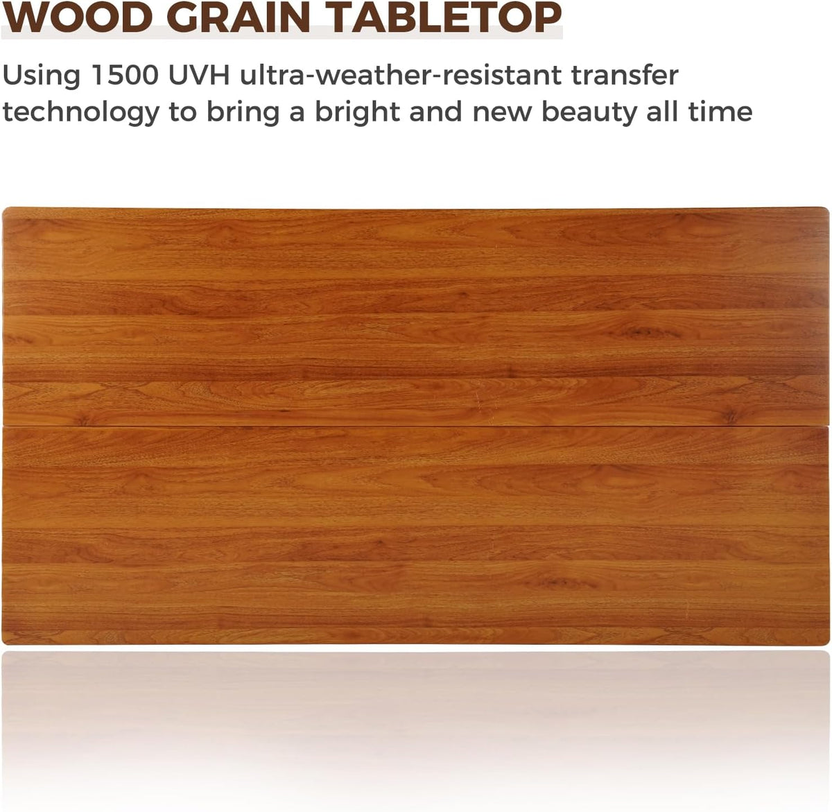 LOUNGE YARD Rectangular Outdoor Dining Table, Waterproof Woodgrain Tabletop — product view 5