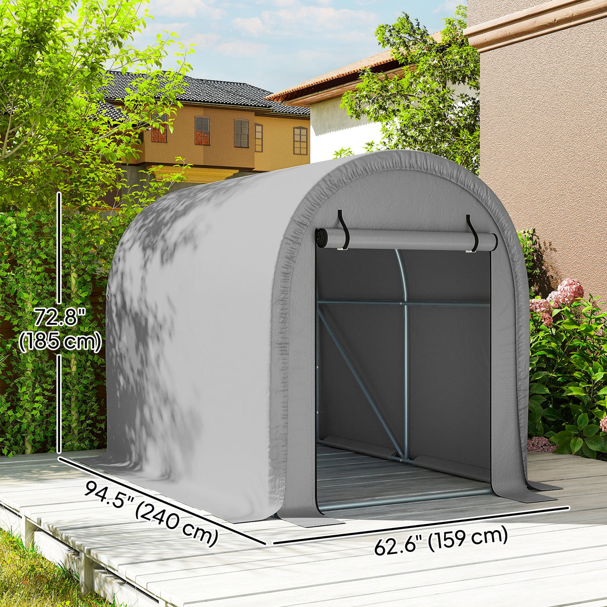 8' x 5' Portable Shed with Roll-up Zipper Door, Light Grey — product view 5