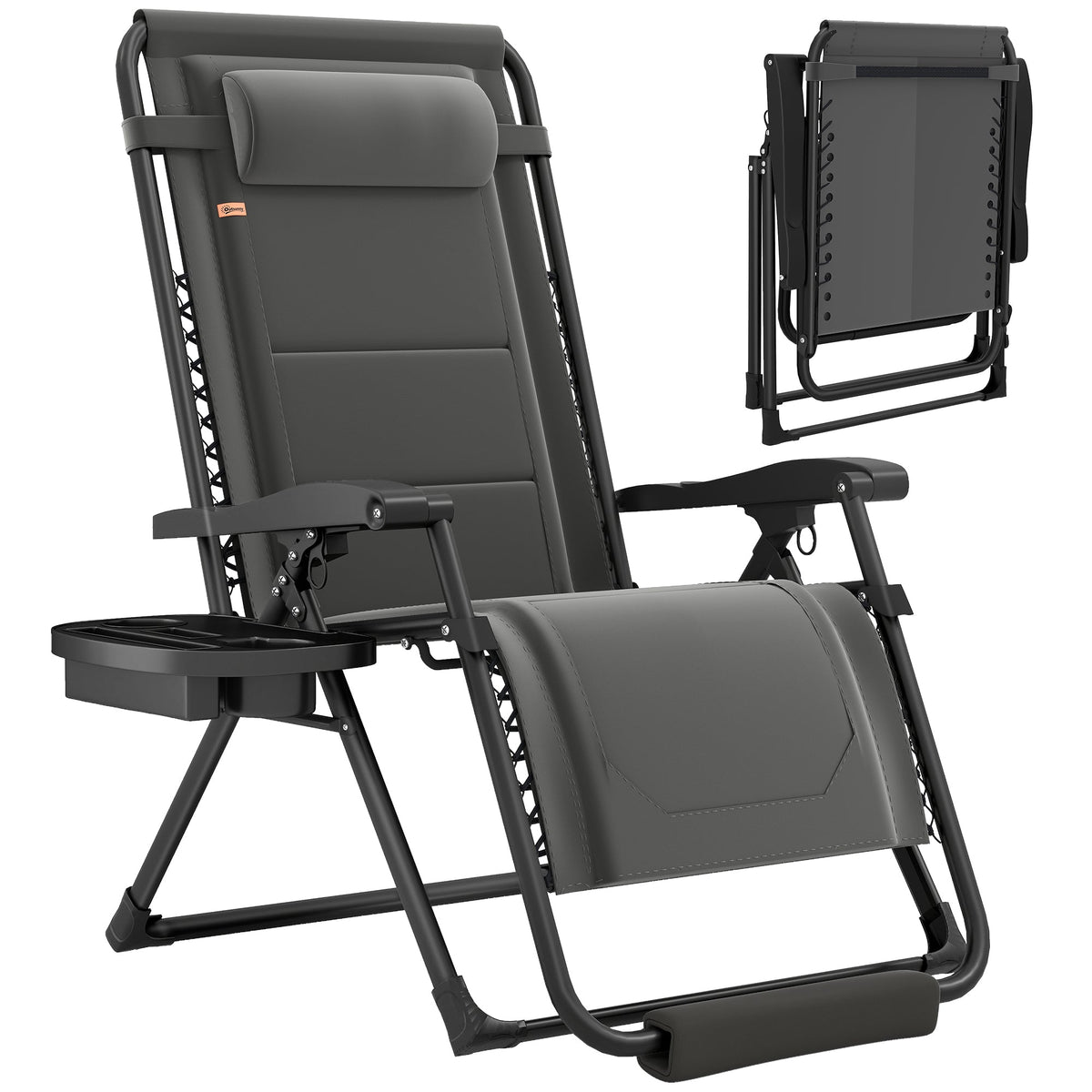 Zero Gravity Lounger Chair with Cup Holder, 400 LBS Capacity, Dark Grey — product view 1