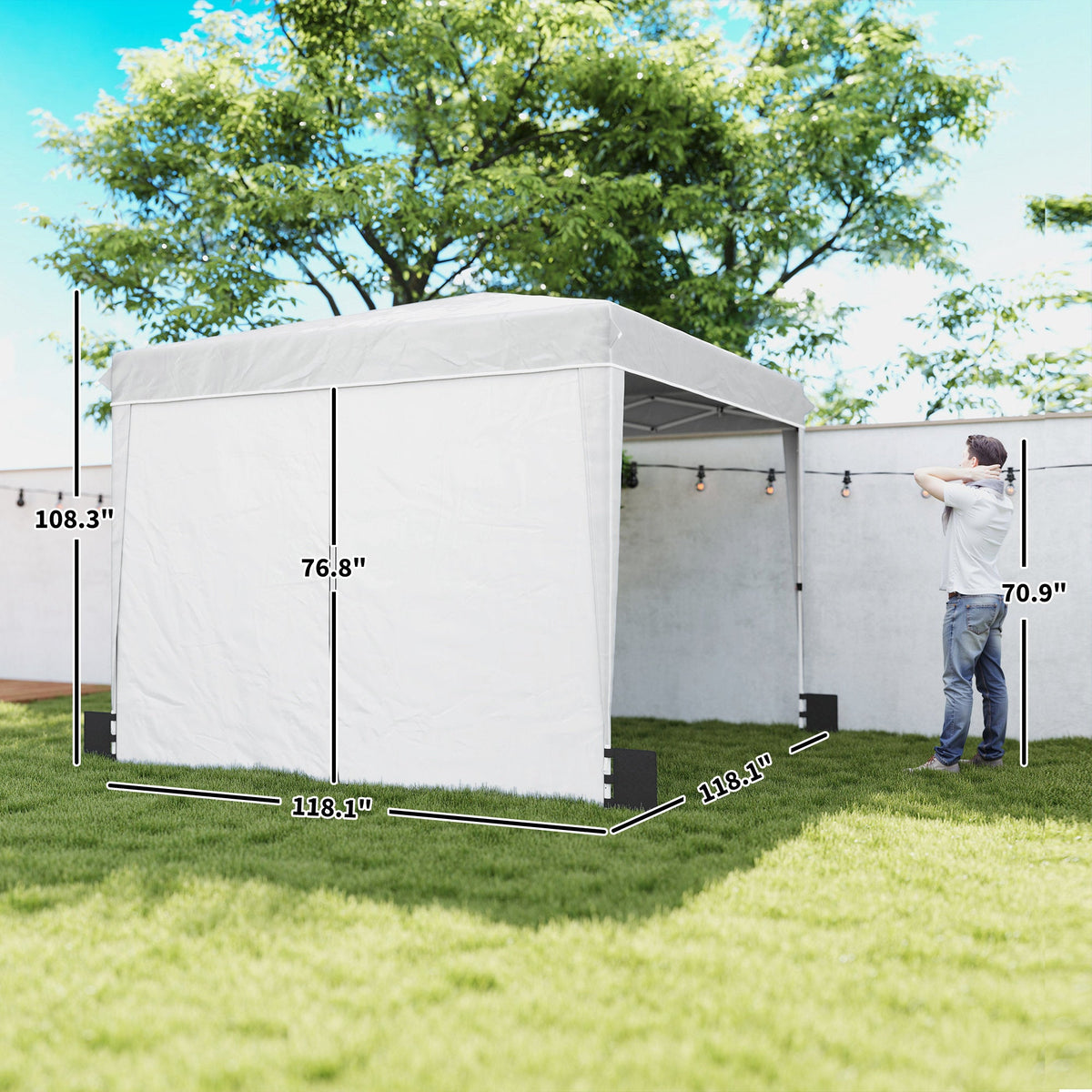 10' x 10' Pop Up Canopy Tent with Sidewalls, White — product view 5