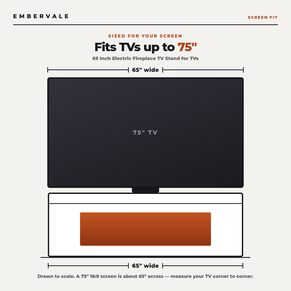 65 Inch Electric Fireplace TV Stand for TVs up to 75 Inch, 3-Sided Glass, Modern Media Console Entertainment Center for Living Rooms — product view 4