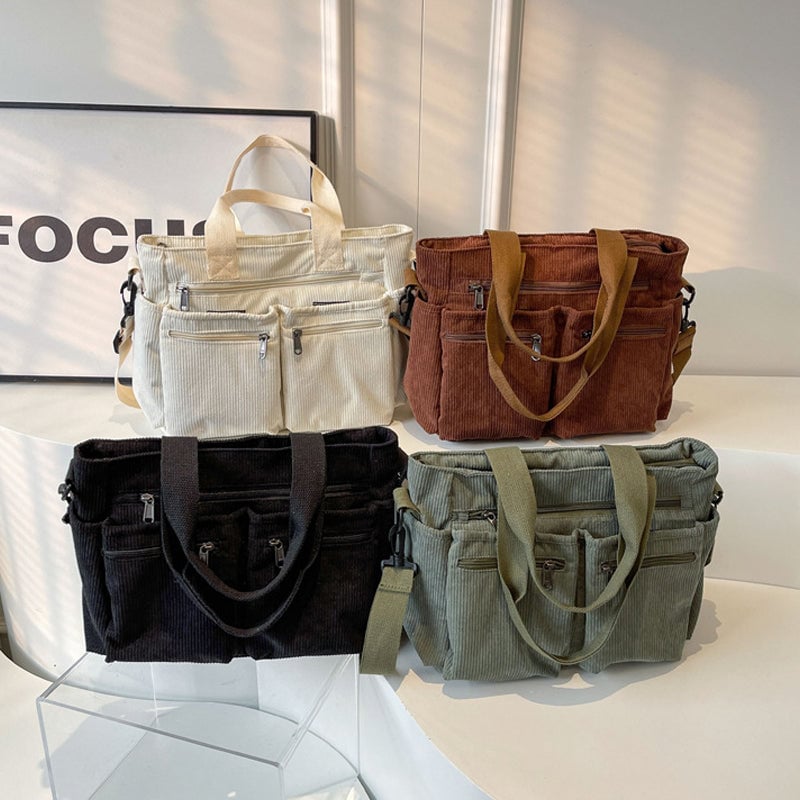 LoungeYard | Solid Color Corduroy Tote Bag — product view 4