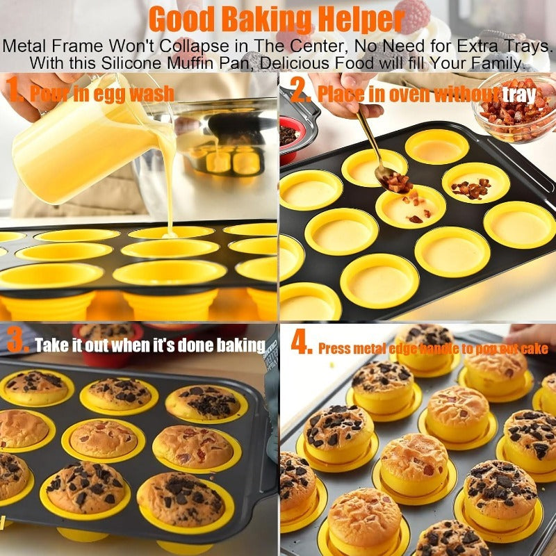 Press-Release Silicone Muffin Pan with Sturdy Metal Frame LoungeYard — product view 5