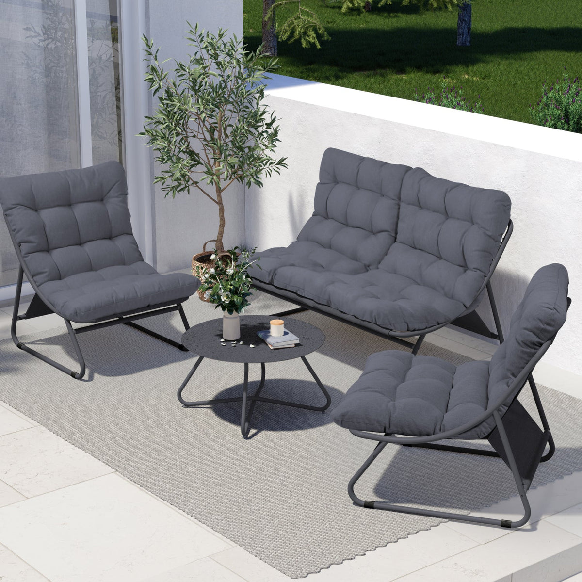 LOUNGE YARD 4-Seat Conversation Sofa Set with Removable Cushion — product view 4