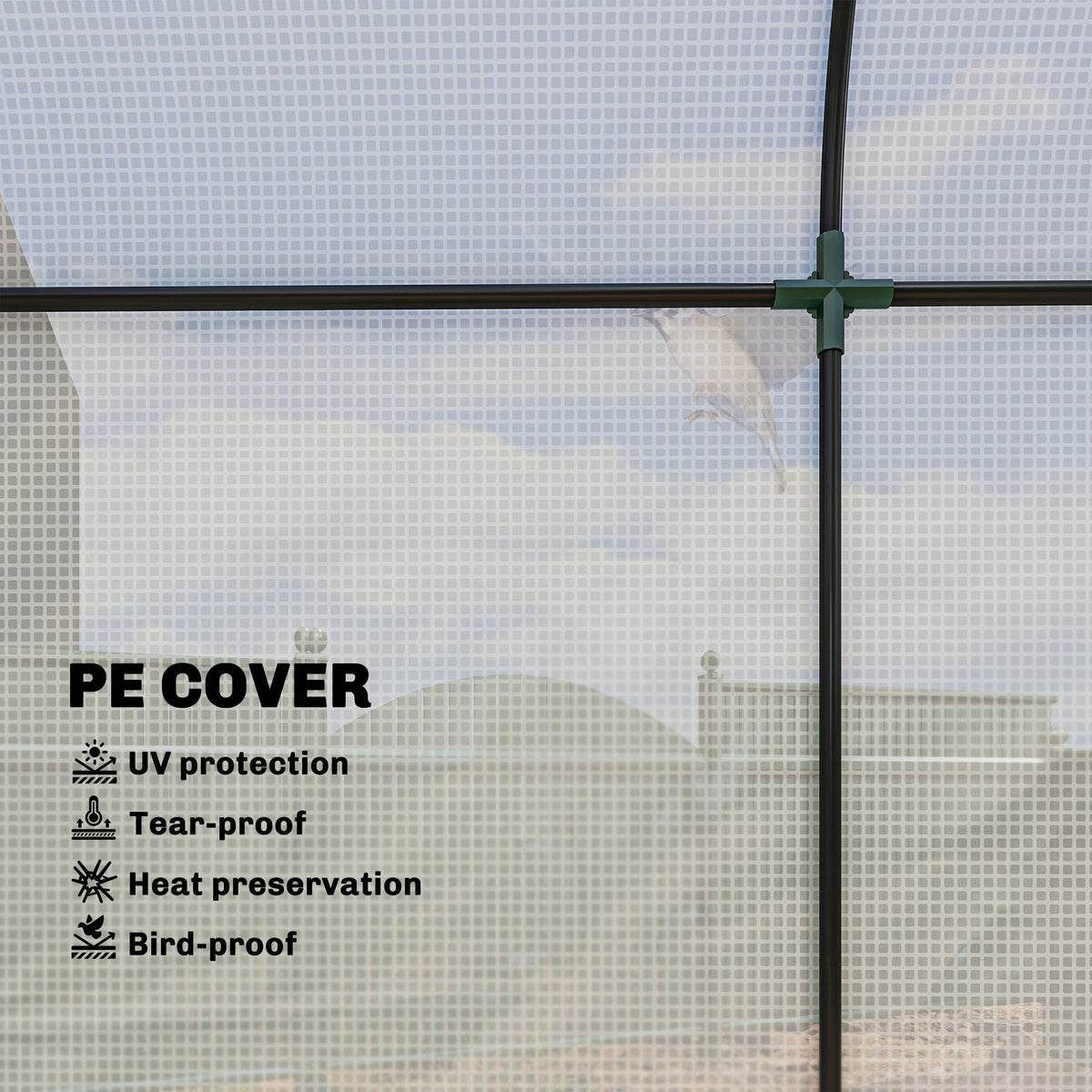 6' x 2' x 6.6' Mini Greenhouse with Roll-up Door, White — product view 6