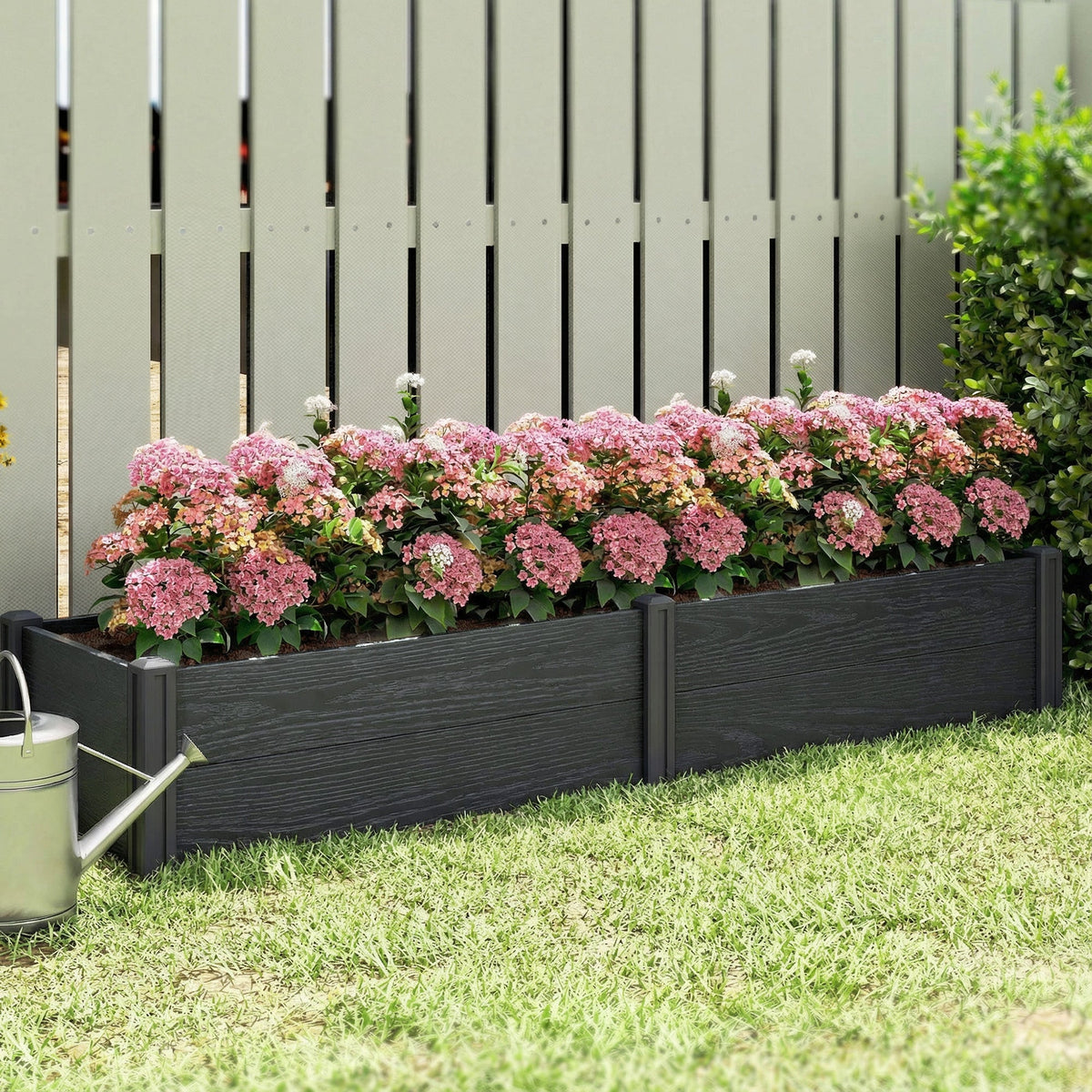 6.5 x 2 x 1ft Vinyl Raised Garden Bed with Divider, Grey Wood Effect — product view 4