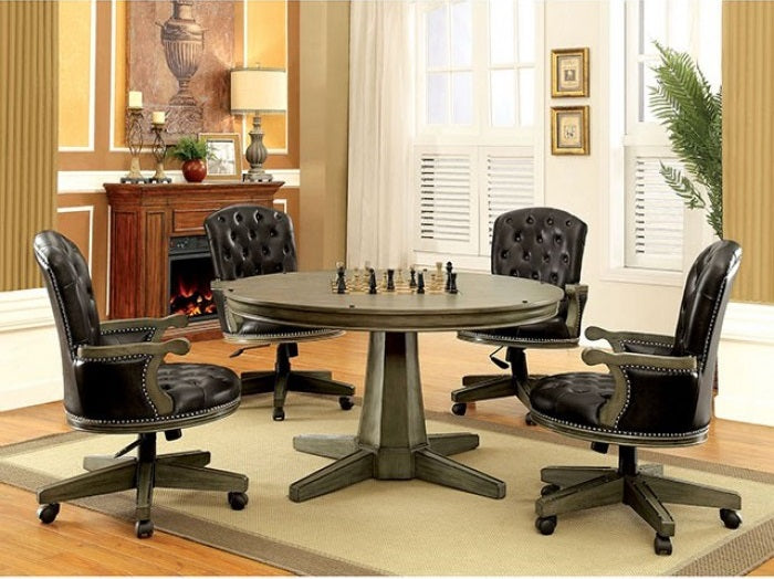 Yelena Gray Wood Round Poker Game & Dining Table Set – CM-GM357T — product view 6