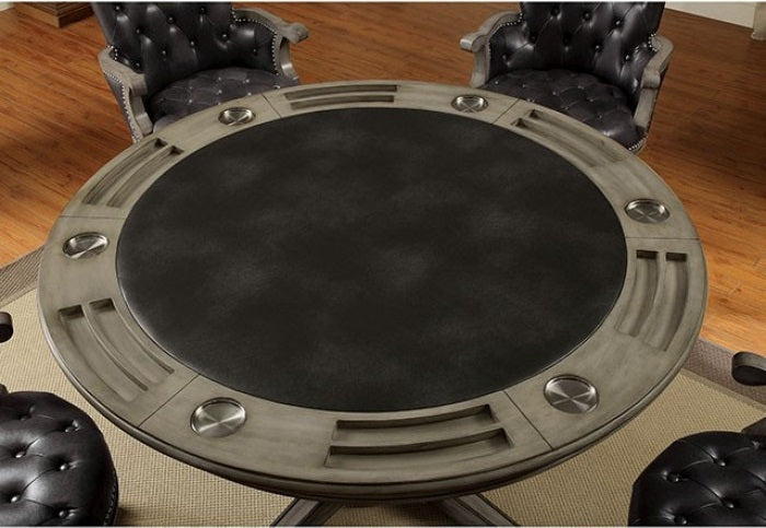 Yelena Gray Wood Round Poker Game & Dining Table Set – CM-GM357T — product view 2