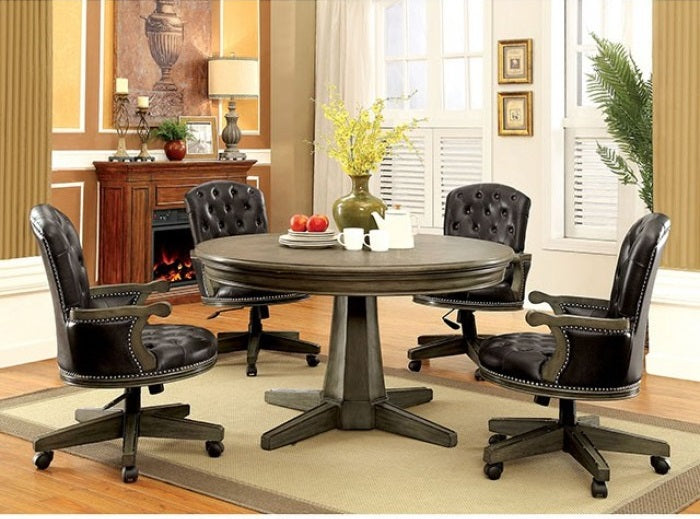 Yelena Gray Wood Round Poker Game & Dining Table Set – CM-GM357T — product view 4
