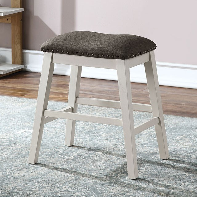 Canora Grey Heidelberg Off White & Dark Grey 4-Pc Counter Height Kitchen Island Dining Set with Stools & Bench – CM3498PT-4PC — product view 2