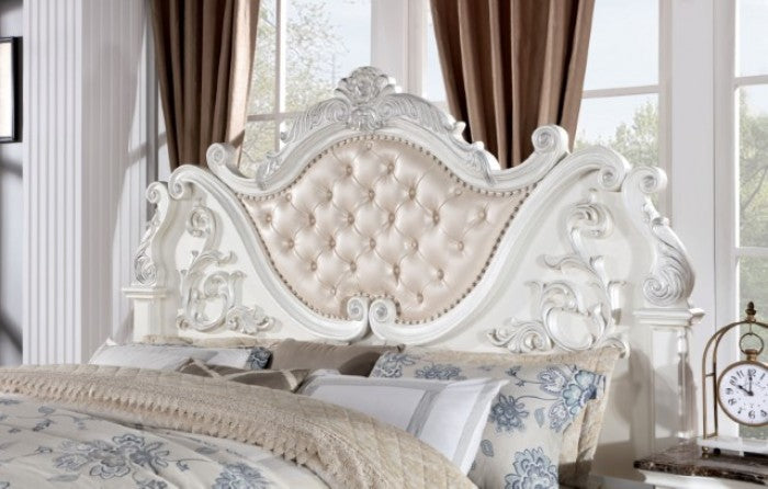 Astoria Grand Esperanza White Finish Wood Tufted Faux Leather Upholstered Queen Bed – CM7478WH-Q — product view 3