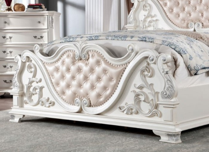 Astoria Grand Esperanza White Finish Wood Tufted Faux Leather Upholstered Queen Bed – CM7478WH-Q — product view 2