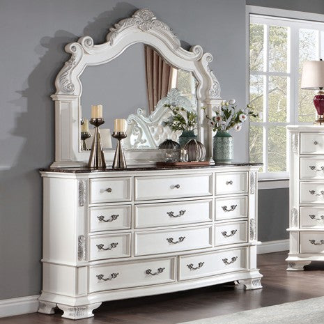 Astoria Grand Esperanza White Finish Wood Tufted Faux Leather Upholstered Queen Bedroom Set – CM7478WH-4PC — product view 7