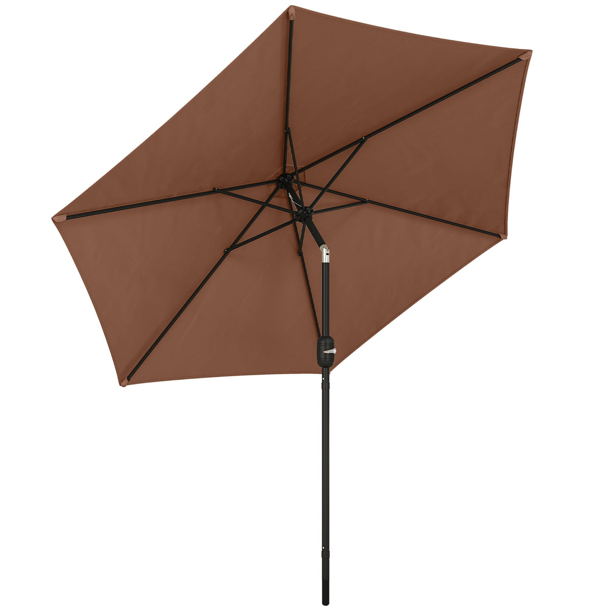 2.6 m Garden Parasol with Tilt, Crank, Vent & Aluminium Pole, Coffee — product view 1