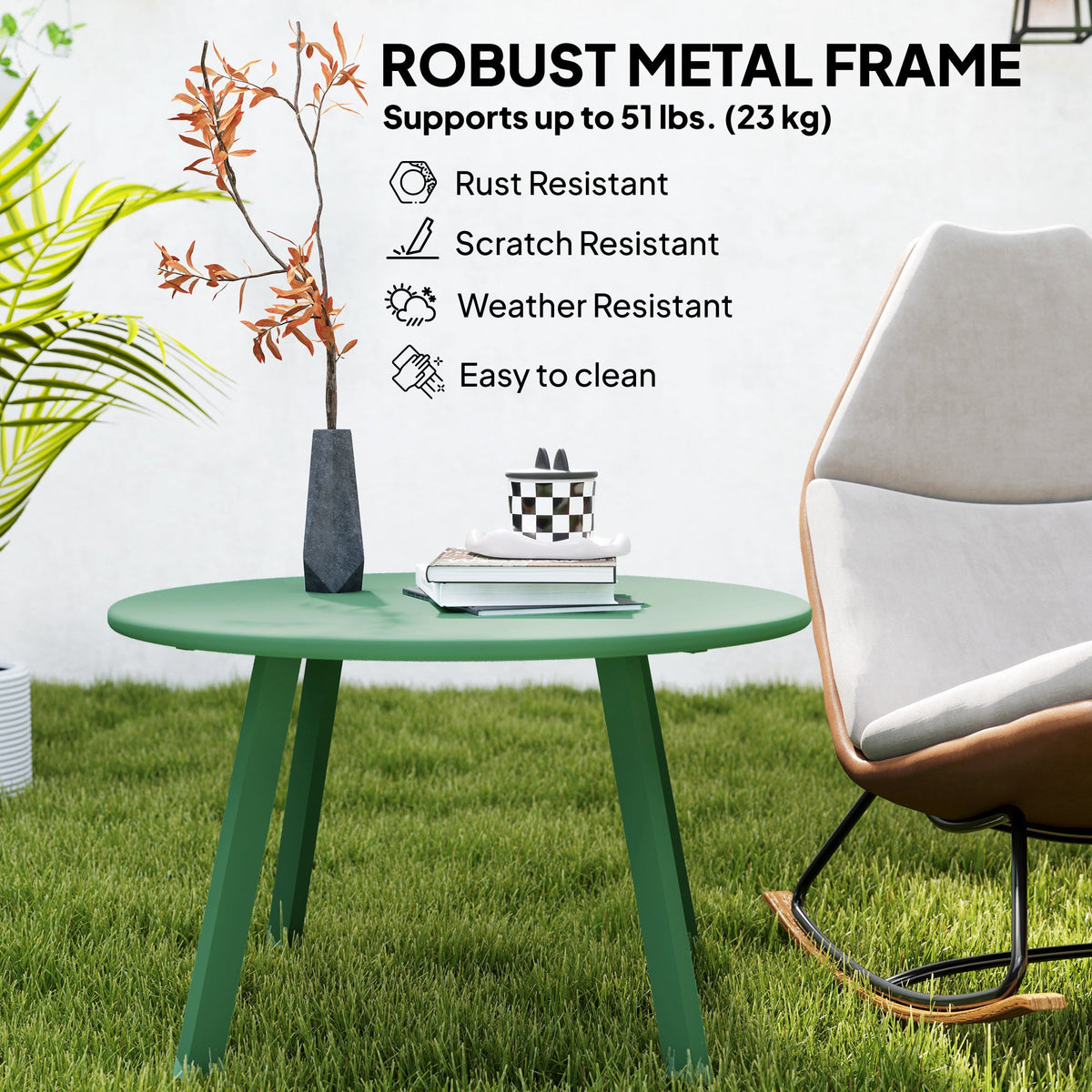 36" Round Patio Coffee Table with Metal Frame, Green — product view 7