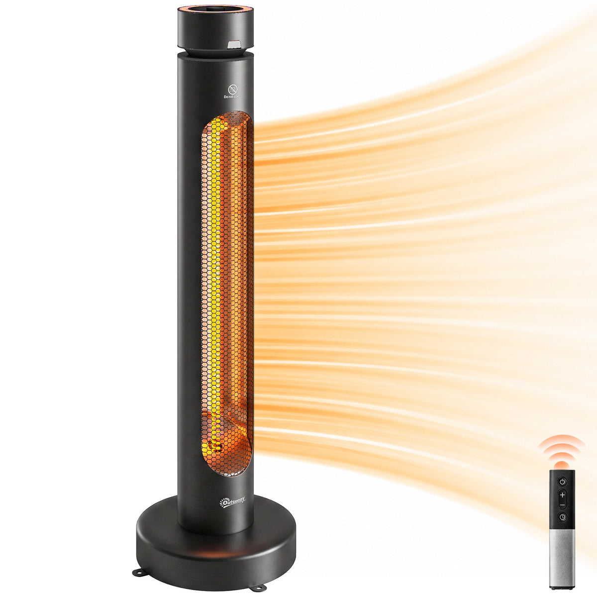 2000W Electric Infrared Patio Heater with Remote & Oscillation, 8H Timer, Black — product view 1
