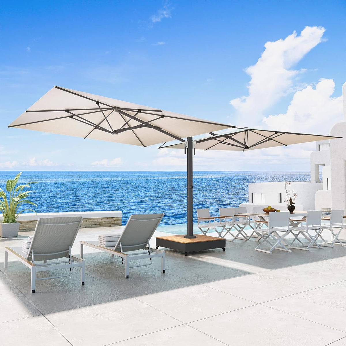 LOUNGE YARD 10x10 FT Large Double-Sided Patio Umbrella with Base, with Umbrella Cover — product view 1