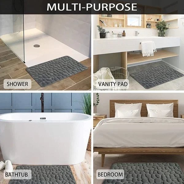 LoungeYard | Cobblestone Embossed Bathroom Bath Mat — product view 1