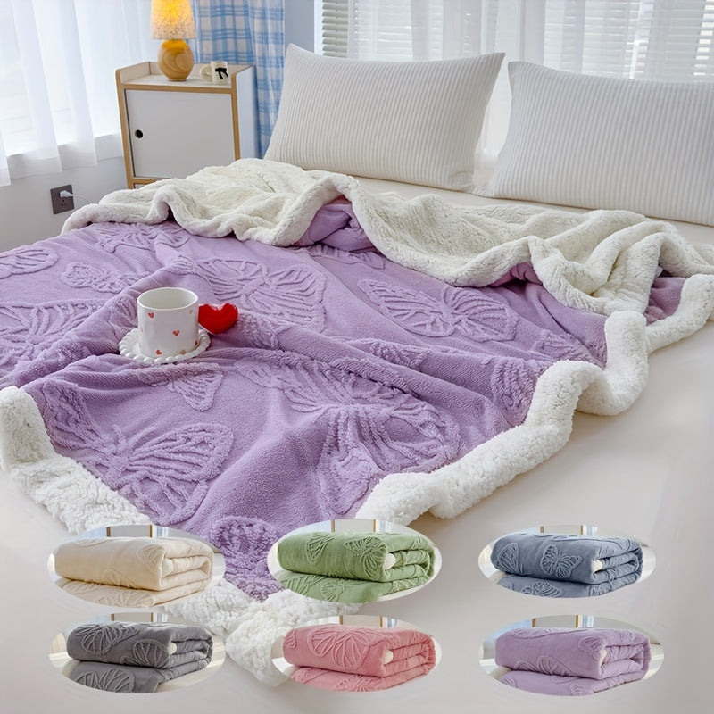 Cozy Luxe – Soft Fleece Blanket with Butterfly Design LoungeYard — product view 2
