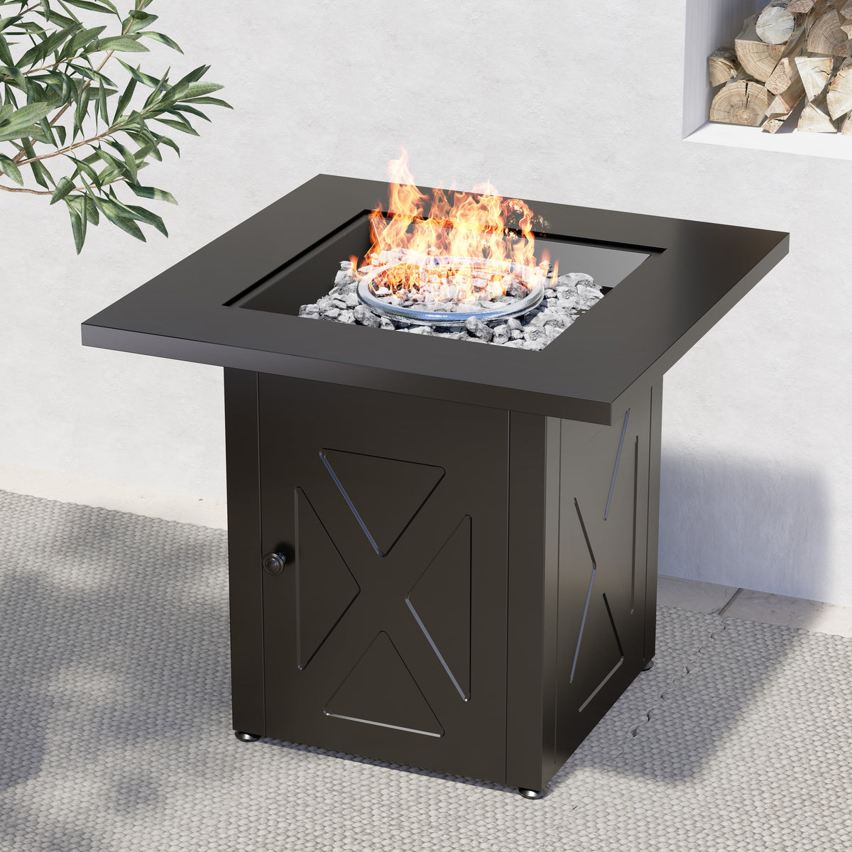 LOUNGE YARD 28" 30" 32" Square Outdoor Patio Propane Fire Pit Table — product view 4