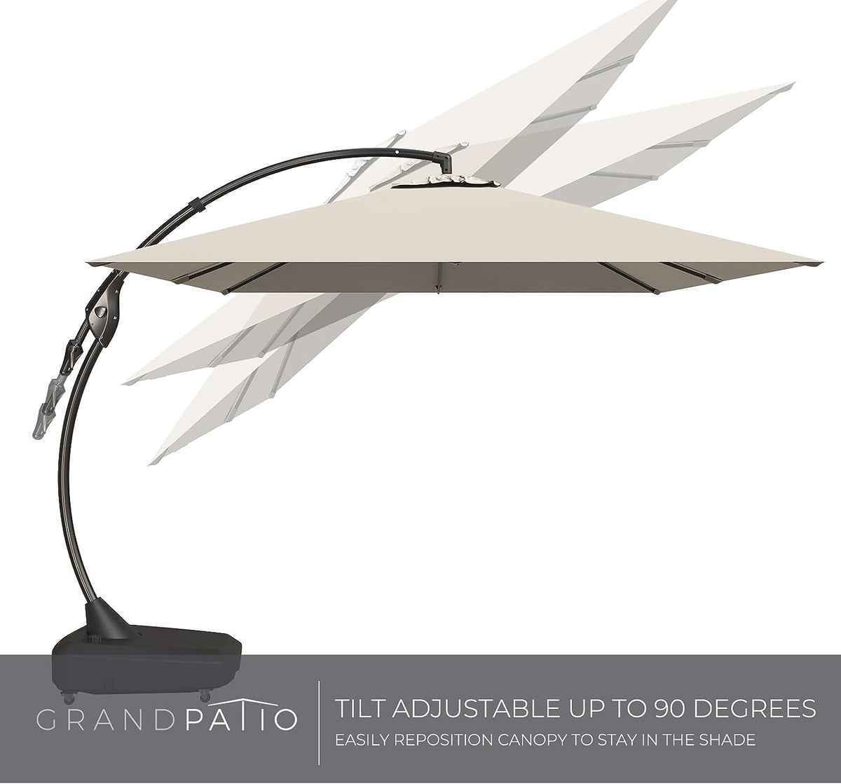 LOUNGE YARD 10x13 FT Rectangular Cantilever Patio Umbrella with Base & Umbrella Cover — product view 7