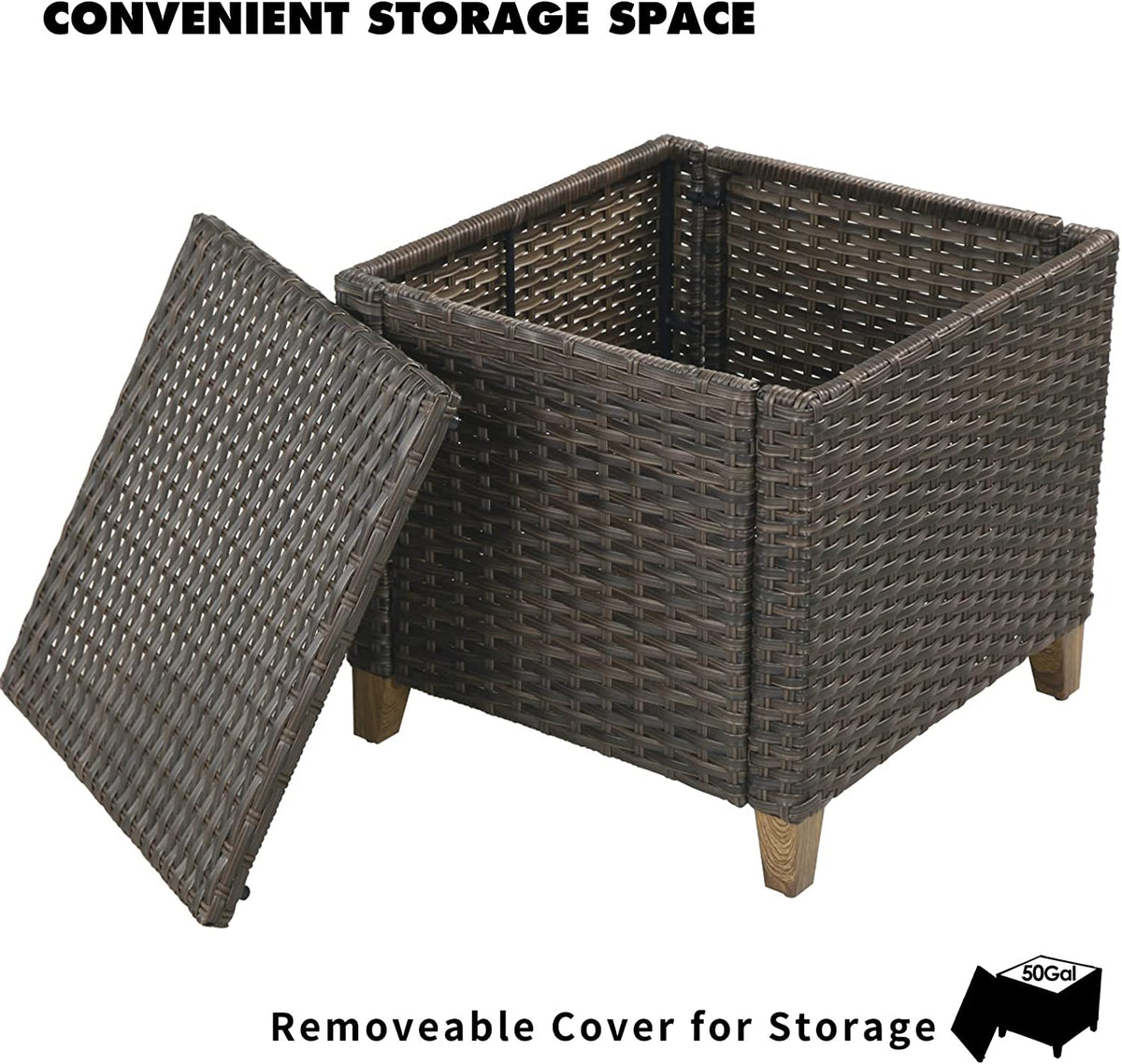 LOUNGE YARD Outdoor Wicker Side Table with Storage — product view 3