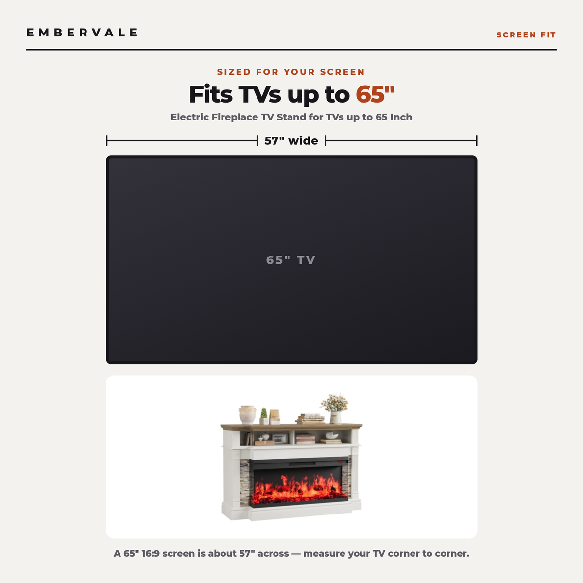 Electric Fireplace TV Stand for TVs up to 65 Inch, Farmhouse Media Console Entertainment Center for Living Rooms — product view 4